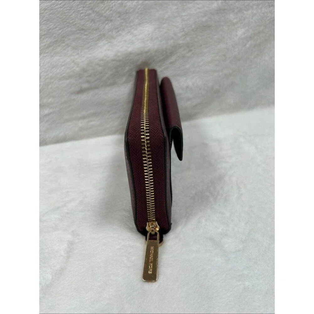 Michael Kors Jet Set Charm Burgundy Passport Zip-Around Wallet Travel